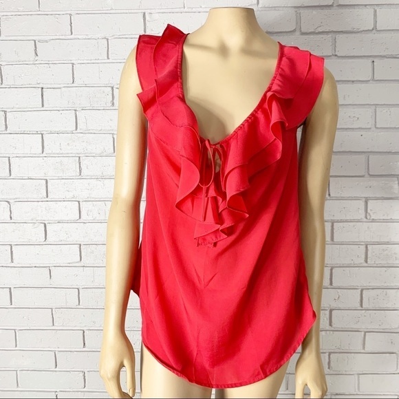 Mossimo Women's Top Red Sleeveless Ruffle Top - Picture 16 of 16
